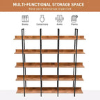 Scaffale in Stile Industriale Vintage con Struttura in Metallo e Ripiani in MDF, Libreria Aperta per Casa e Ufficio