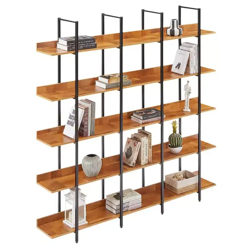 Scaffale in Stile Industriale Vintage con Struttura in Metallo e Ripiani in MDF, Libreria Aperta per Casa e Ufficio