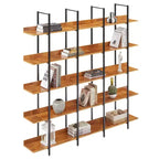 Scaffale in Stile Industriale Vintage con Struttura in Metallo e Ripiani in MDF, Libreria Aperta per Casa e Ufficio