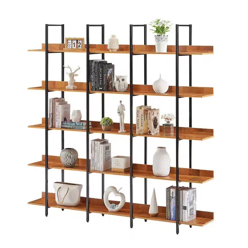 Scaffale in Stile Industriale Vintage con Struttura in Metallo e Ripiani in MDF, Libreria Aperta per Casa e Ufficio