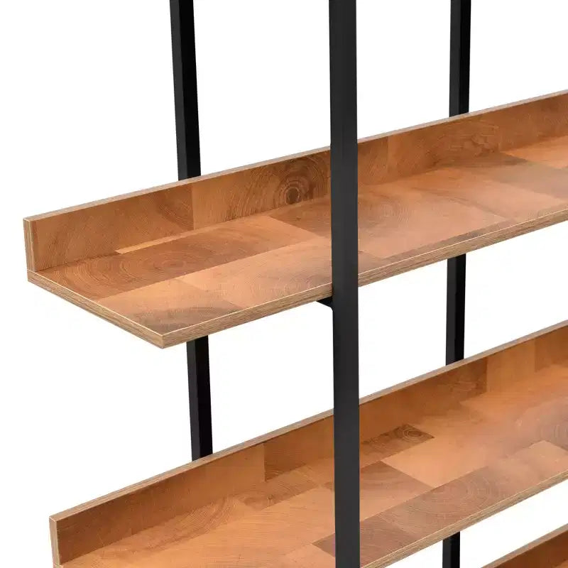 Scaffale in Stile Industriale Vintage con Struttura in Metallo e Ripiani in MDF, Libreria Aperta per Casa e Ufficio