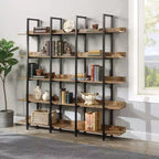 Scaffale in Stile Industriale Vintage con Struttura in Metallo e Ripiani in MDF, Libreria Aperta per Casa e Ufficio
