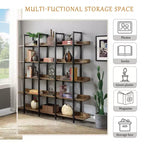 Scaffale in Stile Industriale Vintage con Struttura in Metallo e Ripiani in MDF, Libreria Aperta per Casa e Ufficio