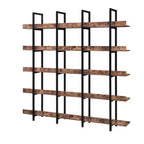 Scaffale in Stile Industriale Vintage con Struttura in Metallo e Ripiani in MDF, Libreria Aperta per Casa e Ufficio