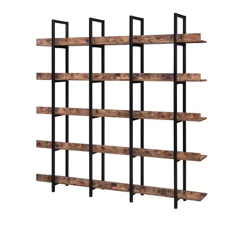 Scaffale in Stile Industriale Vintage con Struttura in Metallo e Ripiani in MDF, Libreria Aperta per Casa e Ufficio