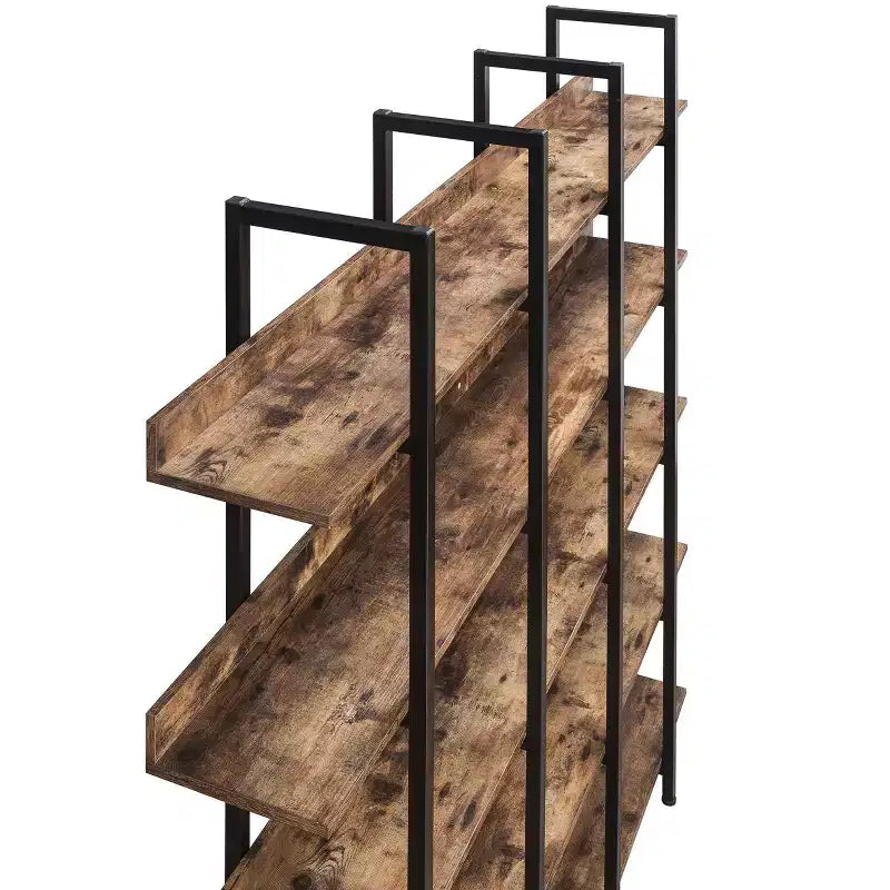 Scaffale in Stile Industriale Vintage con Struttura in Metallo e Ripiani in MDF, Libreria Aperta per Casa e Ufficio