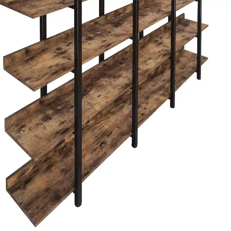 Scaffale in Stile Industriale Vintage con Struttura in Metallo e Ripiani in MDF, Libreria Aperta per Casa e Ufficio