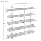 Scaffale in Stile Industriale Vintage con Struttura in Metallo e Ripiani in MDF, Libreria Aperta per Casa e Ufficio