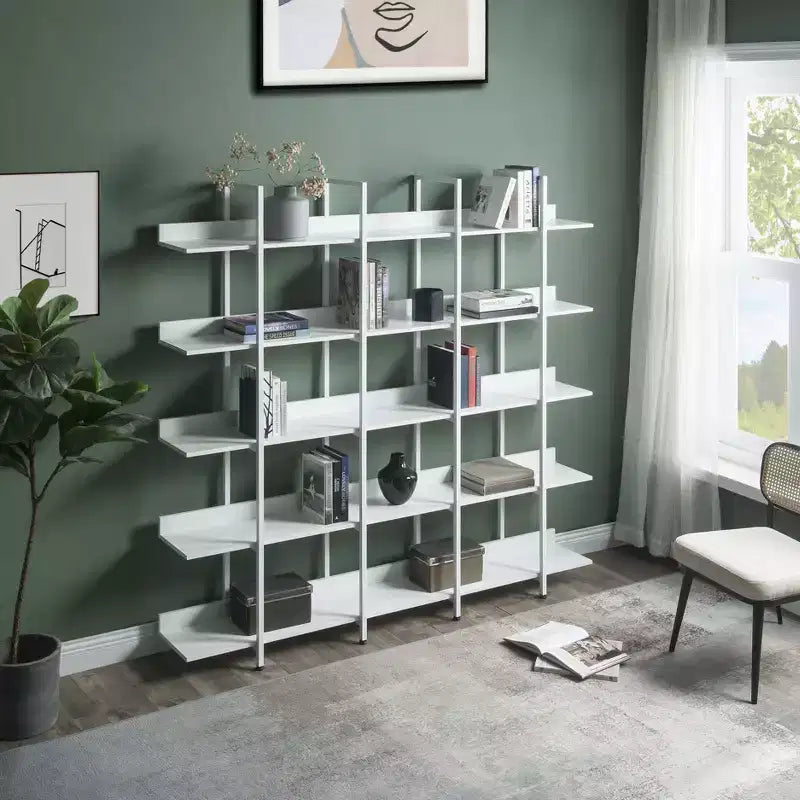 Scaffale in Stile Industriale Vintage con Struttura in Metallo e Ripiani in MDF, Libreria Aperta per Casa e Ufficio