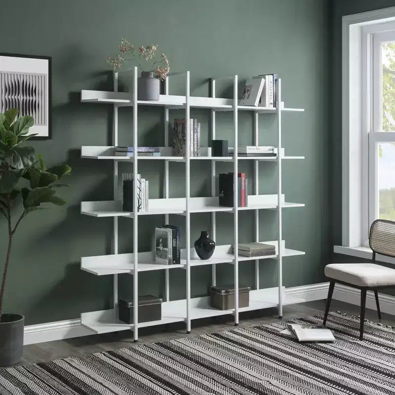 Scaffale in Stile Industriale Vintage con Struttura in Metallo e Ripiani in MDF, Libreria Aperta per Casa e Ufficio