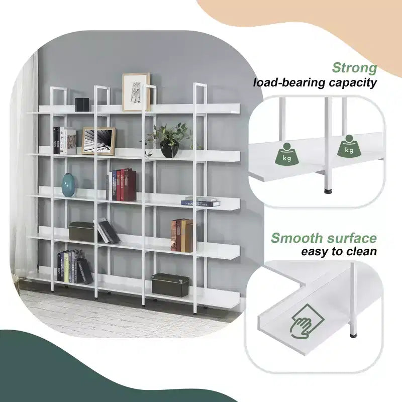 Scaffale in Stile Industriale Vintage con Struttura in Metallo e Ripiani in MDF, Libreria Aperta per Casa e Ufficio