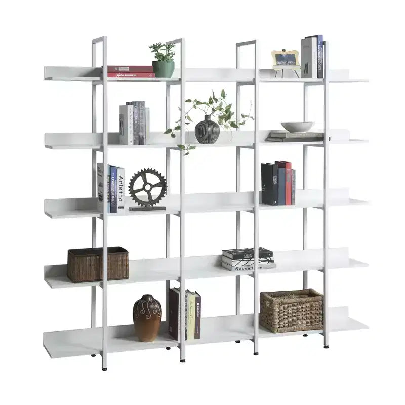 Scaffale in Stile Industriale Vintage con Struttura in Metallo e Ripiani in MDF, Libreria Aperta per Casa e Ufficio
