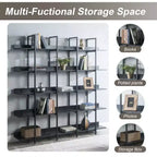 Scaffale in Stile Industriale Vintage con Struttura in Metallo e Ripiani in MDF, Libreria Aperta per Casa e Ufficio