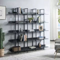 Whisen Vintage Industrial Style Bookcase with Metal Frame and MDF Board, Home Office Open Bookshelf