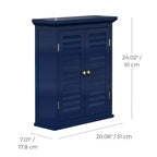 Mobiletto da parete a due ante rimovibile con ante a persiana, Blu navy