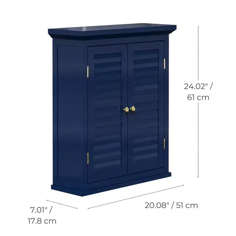Mobiletto da parete a due ante rimovibile con ante a persiana, Blu navy