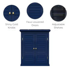 Mobiletto da parete a due ante rimovibile con ante a persiana, Blu navy