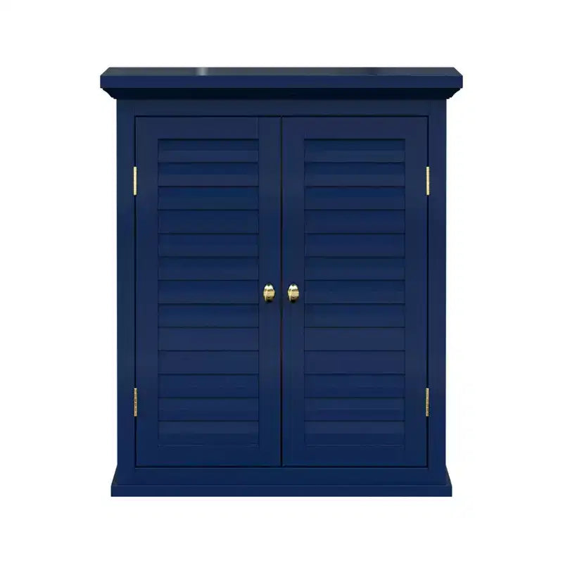 Mobiletto da parete a due ante rimovibile con ante a persiana, Blu navy
