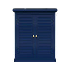 Mobiletto da parete a due ante rimovibile con ante a persiana, Blu navy