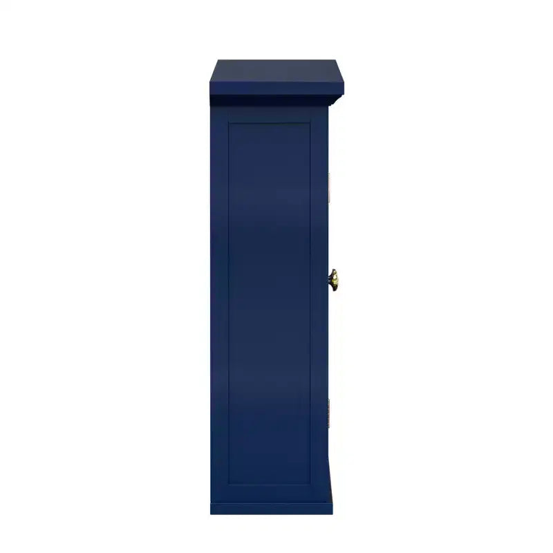 Mobiletto da parete a due ante rimovibile con ante a persiana, Blu navy