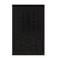 Keloyid Black Wood 47.24 in. Armoire with 2 Drawers and 5 Doors