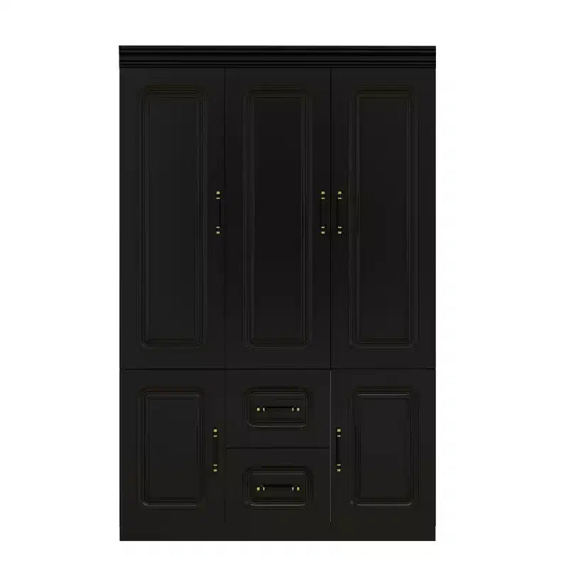 Keloyid Black Wood 47.24 in. Armoire with 2 Drawers and 5 Doors
