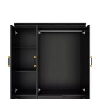 Armadio in legno nero da 120 cm con 2 cassetti e 5 ante