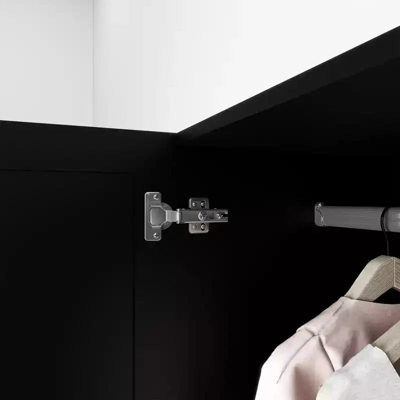 Armadio in legno nero da 120 cm con 2 cassetti e 5 ante