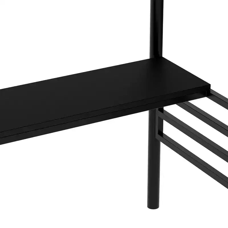 94.40"L 41.40"W 71.70H Struttura letto a soppalco in metallo stile industriale con scrivania e scale integrate - Nero