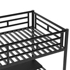 94.40"L 41.40"W 71.70H Struttura letto a soppalco in metallo stile industriale con scrivania e scale integrate - Nero