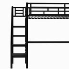 94.40"L 41.40"W 71.70H Struttura letto a soppalco in metallo stile industriale con scrivania e scale integrate - Nero