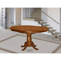HomeStockPortland Oval Dining Table Butterfly Leaf Pedestal Base Saddle