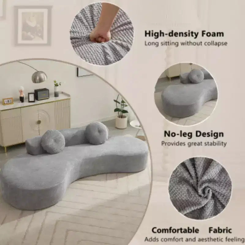 Divano Curvo Minimalista 105.5, Comfort Nuvola con 2 Cuscini
