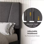 Struttura Letto Queen Size con Testiera Regolabile e 4 Cassetti Contenitore, Struttura Letto Imbottita in Tessuto con Doghe in Legno