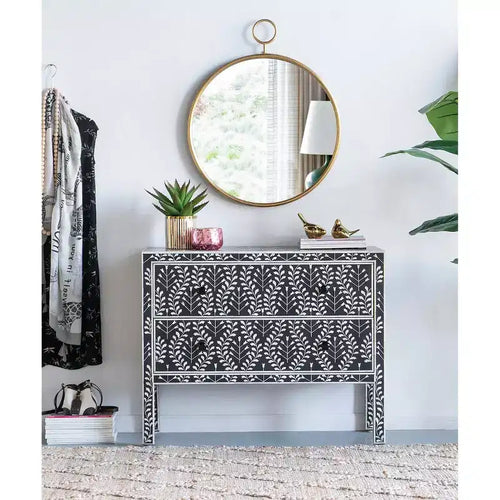 26 x 32 Inch Round Wall Mirror with Gold Metal Frame