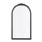 Specchio da parete ad arco intagliato a mano con rose, 23 x 42 pollici, cornice nera