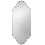 Specchio decorativo da parete color oro champagne con bordi intagliati da 22,4 x 48 pollici