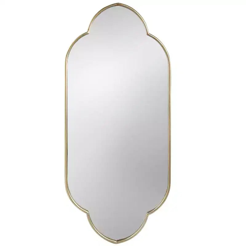 Specchio decorativo da parete color oro champagne con bordi intagliati da 22,4 x 48 pollici