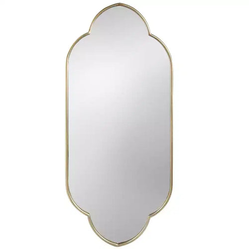 Specchio decorativo da parete color oro champagne con bordi intagliati da 22,4 x 48 pollici