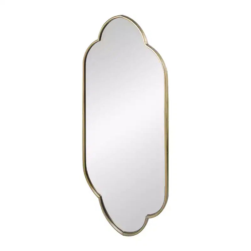 Specchio decorativo da parete color oro champagne con bordi intagliati da 22,4 x 48 pollici