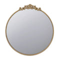 30 x 32 Inch Round Gold Wall Mirror with Metal Frame