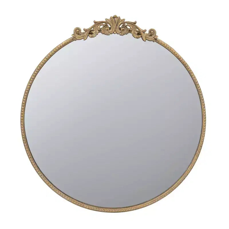 30 x 32 Inch Round Gold Wall Mirror with Metal Frame