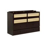 Letto a scomparsa Queen Size in legno di pino con decorazioni in rattan e cassetti contenitore