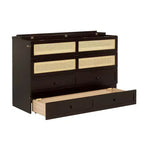 Letto a scomparsa Queen Size in legno di pino con decorazioni in rattan e cassetti contenitore