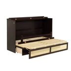 Letto a scomparsa Queen Size in legno di pino con decorazioni in rattan e cassetti contenitore