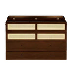 Letto a scomparsa Queen Size in legno di pino con decorazioni in rattan e cassetti contenitore