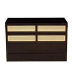 Letto a scomparsa Queen Size in legno di pino con decorazioni in rattan e cassetti contenitore