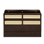 Letto a scomparsa Queen Size in legno di pino con decorazioni in rattan e cassetti contenitore