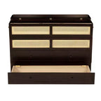 Letto a scomparsa Queen Size in legno di pino con decorazioni in rattan e cassetti contenitore