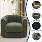 Poltrona moderna girevole, poltrona a barilotto girevole a 360° con schienale a righe, poltrona lounge rotonda, comoda poltrona da lettura per camera da letto e cameretta, verde
